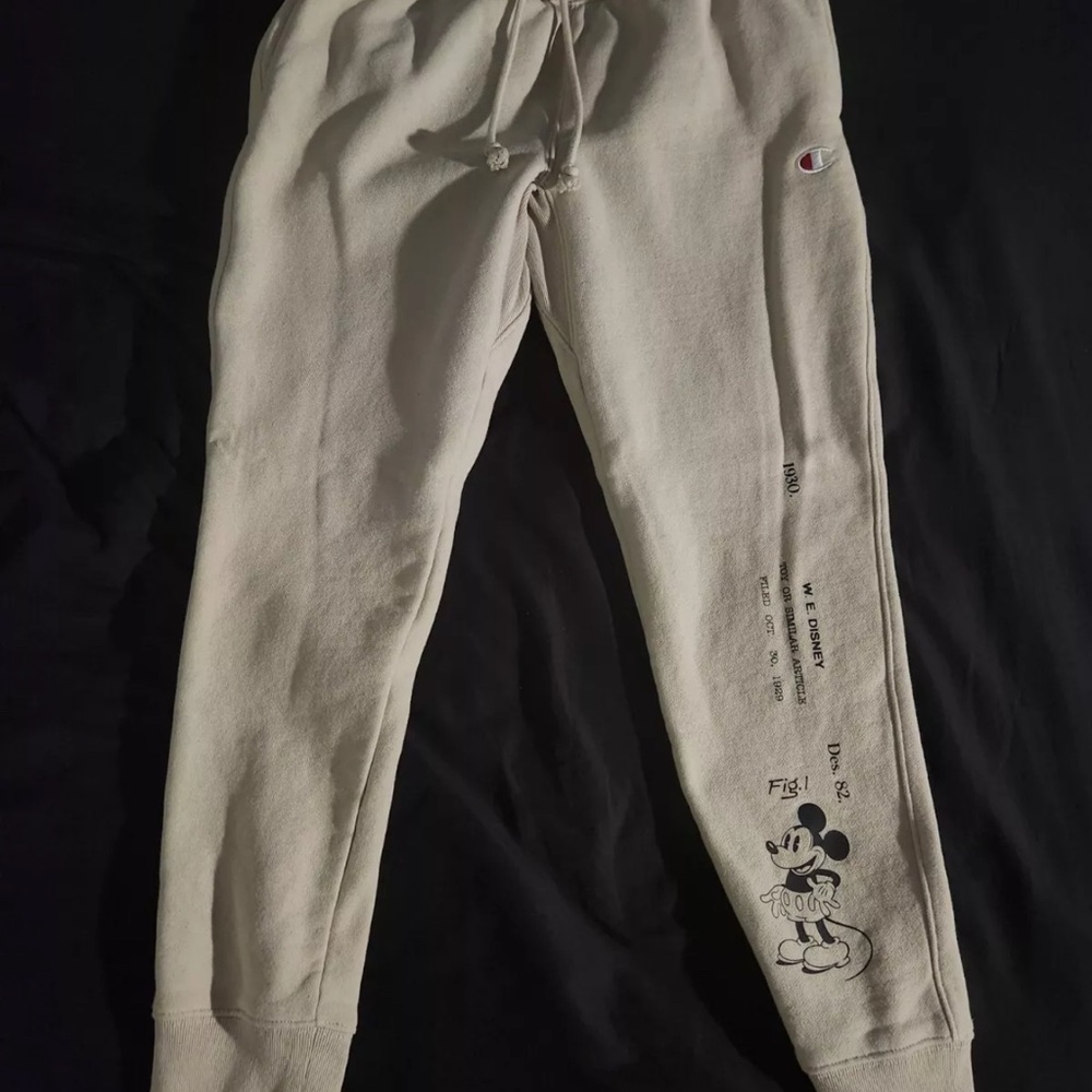 Disney Mickey Mouse Men's Sweatpants Size Medium Champion Men's X Disney Beige